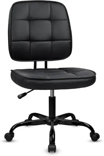 Miniatura 18 de CLATINA Silla de oficina en casa, sin brazos con ruedas, silla de escritorio pequeña de altura ajustable, sillas giratorias de trabajo de malla