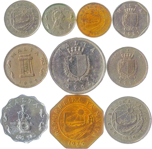 Miniatura 4 de Malta 10 Monedas Mixtas Moneda Maltesa Mils Céntimos Desde 1972