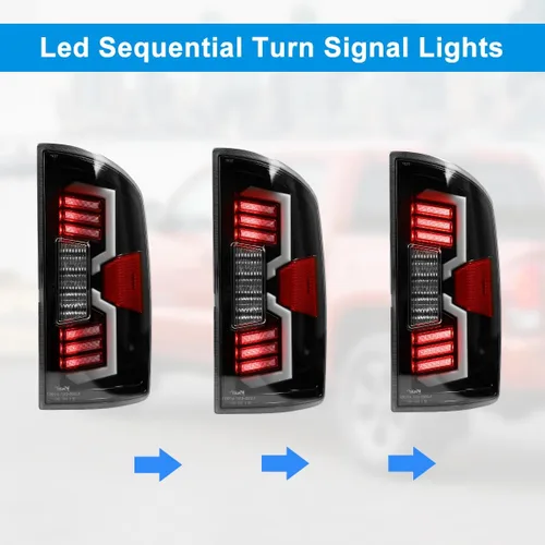 Miniatura 4 de ROXX Luces traseras LED completas compatibles con Dodge Ram 1500 2002-2006, Dodge Ram 2500 3500 2003-2006, conjunto de luces traseras de lente