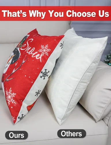 Miniatura 4 de multiwins Decoraciones Navideñas Juego de 4 Fundas de Cojines Navideños con Estampado de Doble Cara de 16" x 16", con 8 Bonitos Patrones, Fundas