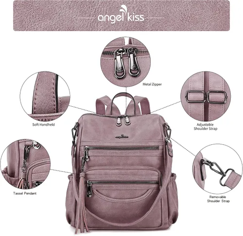 Miniatura 72 de Bolsos mochila monedero de piel sintética para mujer, bolsas con zíper, mochilas de hombro casuales