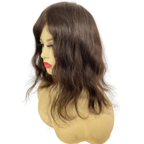 Miniatura 3 de Voloria Toppers de cabello humano real de 12 pulgadas para mujer, densidad media, base de poliuretano completa, extensiones de cabello