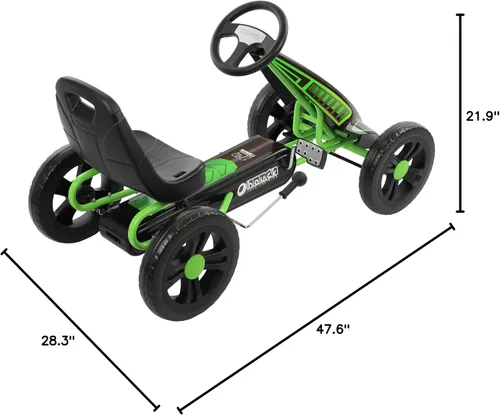 Miniatura 10 de Hauck Cyclone Junior Racing Go Kart con llantas de 12 pulgadas, pedales estilo carrera y freno de 8 bolas, verde lima - Juguete de paseo para niños