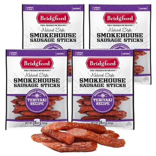 Miniatura 15 de Bridgford Smokehouse - Palitos de salchicha Teriyaki de 5 onzas, paquete de 2 – Hecho con carne de res y cerdo – Sin gluten y alto contenido