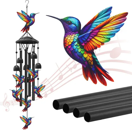 Miniatura 12 de Campanillas de Viento de Mariposa para Exteriores, Campanillas de Metal Negro al Aire Libre, Regalos de Mariposas para Mujeres/Hombres, Decoración