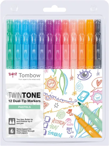 Tombow WS-PK-12P-2 - Marcador de doble punta (12 unidades), color pastel