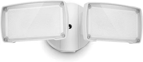LUTEC Foco LED de 3500 lúmenes 32 W 5000 K, doble cabezal integrado, resistente al agua al atardecer y al amanecer, luz de pared de seguridad Blanco