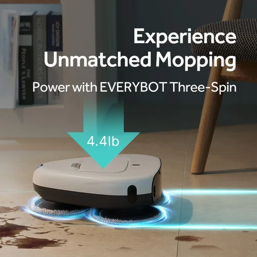 Miniatura 2 de EVERYBOT Trapeador robot de tres giros, limpiador inteligente ultra silencioso para trapear solo Potente y elegante trapeador húmedo de 3 giros