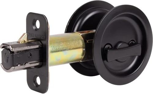 Miniatura 3 de Cerradura de puerta de bolsillo redondo, pestillo de privacidad (cama/baño), 2-3/4" fondo, RCL, negro mate por Stone Harbor Hardware Mate negro