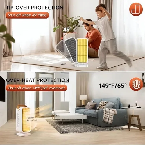 Miniatura 3 de Calentador de espacio, calentadores de espacio de 1500 W para uso en interiores, habitación grande, mini calentador de cerámica portátil