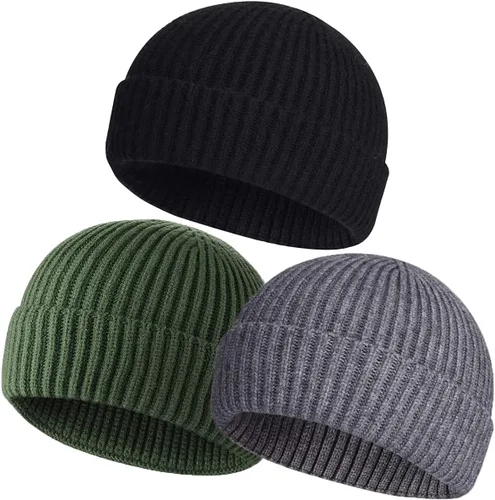 Miniatura 16 de vidsel Gorro Corto de Pescador para Hombres y Mujeres, Gorro de Lana Tejida con Puño Estilo Moderno de Arrastrero, Gorros Cálidos de Invierno