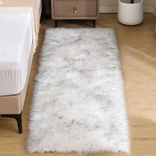 Miniatura 75 de Goolela Alfombra esponjosa de piel sintética de oveja sintética de 4 x 6 pies, color gris, para dormitorio, mesita de noche, alfombra suave de felpa