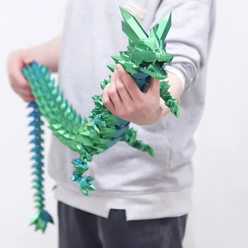 Miniatura 7 de Juguetes para ansiedad de dragón de cristal con estampado 3D súper grande de 48.82 pulgadas, figuras de animales extra largas y grandes, decoración