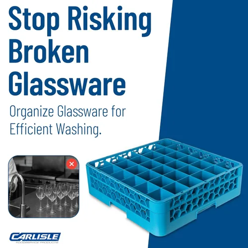Miniatura 8 de Carlisle FoodService Products RG36-114 OptiClean - Estante de vidrio con 36 compartimentos con 1 extensor, compartimentos de 2-15/16 pulgadas, azul