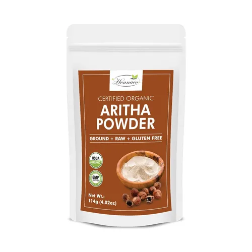 Aritha orgánico (nuez de jabón) en polvo para cabello y piel, Reetha puro y natural, sin conservantes, sin químicos, 4.02 oz (4 onzas)