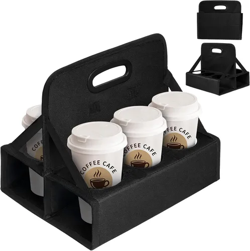 Portabebidas portátil para 6 tazas, con asa, soporte plegable reutilizable para café, vino, latas, lleva de forma segura bebidas frías y calientes