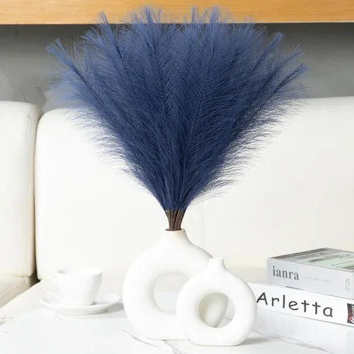 Miniatura 9 de Ureymx Hierba de Pampas Artificial Decorativa 17.7 Pulgadas 30pcs, Arreglo Floral de Hierba de Pampas y Relleno de Jarrón Hierba de Pampas Azul