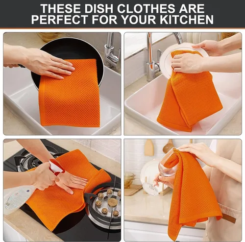 Miniatura 159 de Kitinjoy - Paños de cocina de 100 % algodón, tela de tejido gofrado, paño de limpieza ultrasuave, absorbente y de secado rápido. Beige