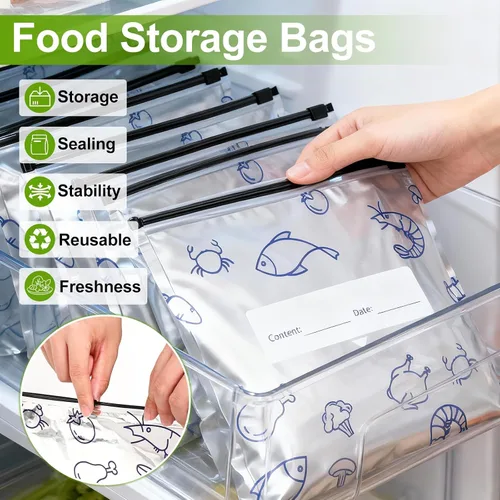 Miniatura 2 de 30 bolsas reutilizables de Mylar para almacenamiento de alimentos, bolsas de aluminio impermeables, bolsas de pie para congelador, contenedores