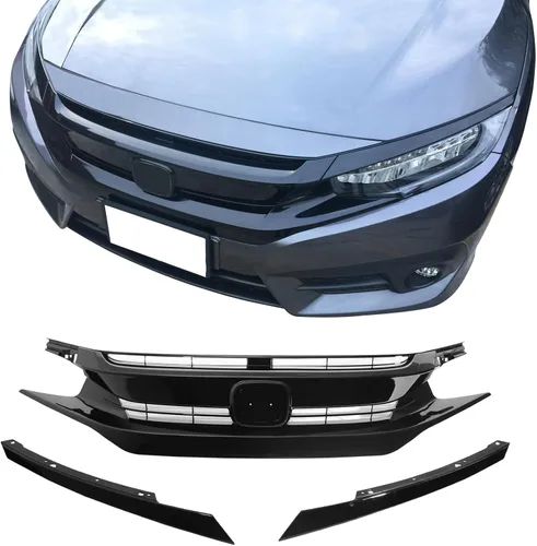 IKON MOTORSPORTS Rejilla superior delantera, compatible con Honda Civic 2016-2018, modelo Civic Hatchback SI 2019-2021, estilo de fábrica, color