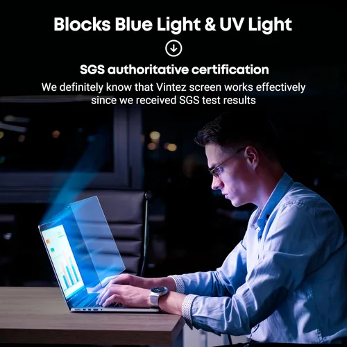 Miniatura 5 de VINTEZ Protector de pantalla de luz azul para monitor de computadora y portátil de 14 pulgadas, película de bloqueo de luz azul anti-UV para PC