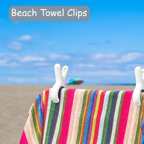 Miniatura 5 de Paquete de 24 clips para toallas de playa con fuertes resortes antioxidantes, clips de toalla resistentes, alfileres de plástico para ropa