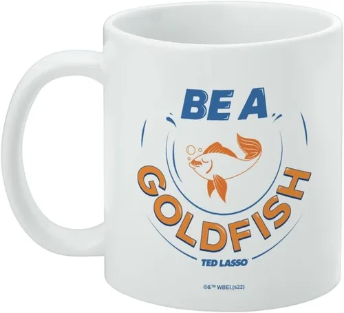 Miniatura 3 de Ted Lasso Be A Goldfish - Taza de café de cerámica, novedosa taza de regalo para café, té y bebidas calientes, 11 onzas, color blanco