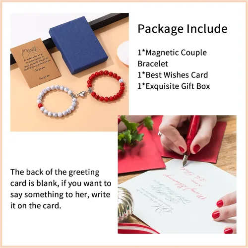 Miniatura 6 de Pulseras magnéticas para parejas, pulseras de amor, pulseras de cuentas naturales a distancia, regalos para el día de San Valentín