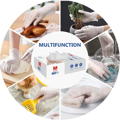 Miniatura 6 de Guantes desechables, guantes de vinilo transparente Squish sin látex, guantes de salud para cocina, manejo de alimentos, 100 unidades/caja, talla M
