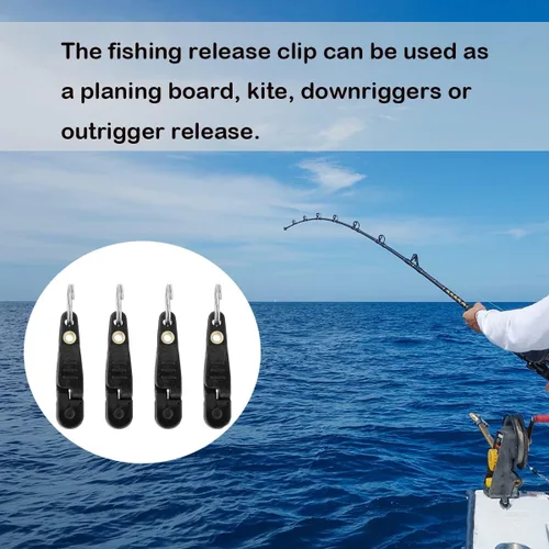 Miniatura 6 de 4 clips de liberación a presión de tensión pesada, clip de línea de plomo con llavero para tablero de cepillado de peso, cometas Downrigger Trolling