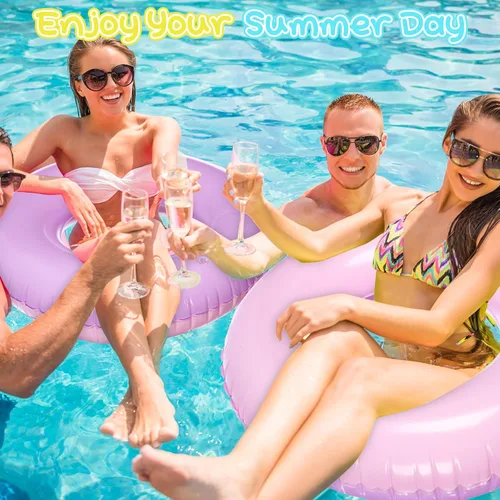 Miniatura 5 de 4 flotadores inflables de piscina para niños y adultos, tubos interiores pastel, macarrones, anillos de piscina, flotadores para cumpleaños, playa