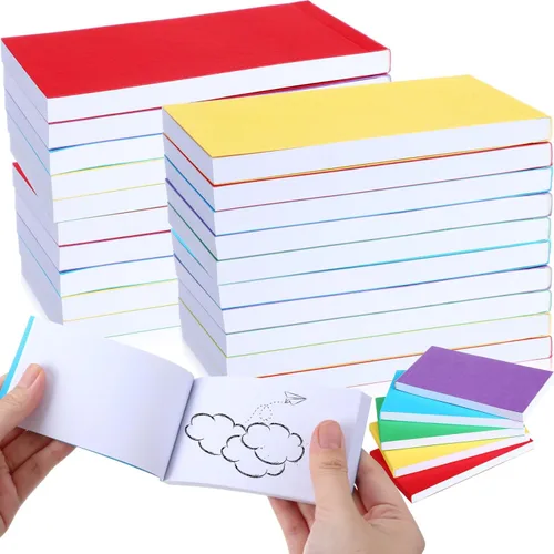 Miniatura 7 de Seajan 50 cuadernos en blanco a granel de 4.5 x 2.5 pulgadas, cuaderno de animación de papel para estudiantes, dibujos, dibujos animados (marrón)
