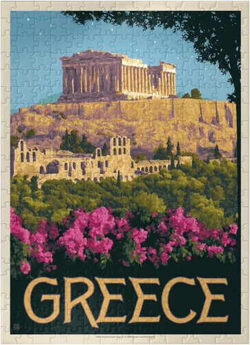 Miniatura 8 de MyPuzzle Greece: The Parthenon, póster vintage, rompecabezas de 100 piezas para adultos