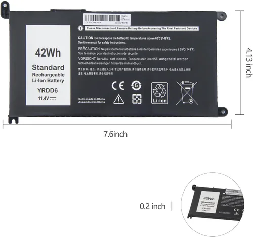 Miniatura 5 de Batería Amanda 42Wh YRDD6 1VX1H para Dell Inspiron 5482 5485 7586 3583 5491 5591 5481 3310 2 en 1 5593 5480 3493 3793 35822 5581 5584 5590 3584 5493