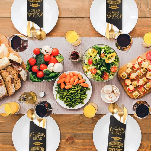 Miniatura 6 de Ireer 100 bolsas de papel para cubiertos de papel, fundas para utensilios de cocina para fiesta de graduación, decoración de mesa de centro de mesa