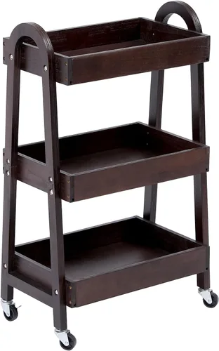 Miniatura 7 de Carrito de 3 niveles para manualidades, carrito de almacenamiento delgado con ruedas, carrito de madera con ruedas, organizador de baño, carrito