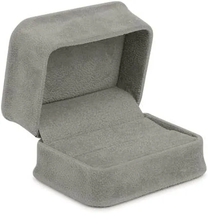 Miniatura 5 de Allure - Caja de lujo para anillo de gamuza con doble ranura para anillo, elegante funda para anillo de diamantes, con interior de terciopelo gris