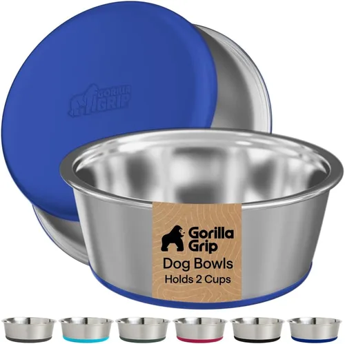Miniatura 11 de GORILLA GRIP Tazones para perros, acero inoxidable 304 de grado alimenticio, capacidad para 2 tazas cada uno (16 onzas líquidas) para alimentos