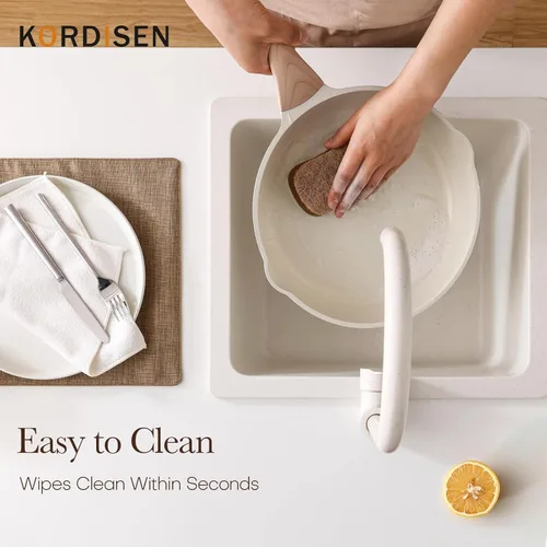 Miniatura 7 de Kordisen Sartén de cerámica antiadherente, sartén grande de cerámica de 12.5 pulgadas, sartén de cocina saludable y no tóxica, mango que se mantiene