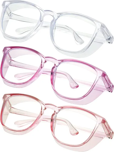 Miniatura 37 de Gafas de seguridad para enfermeras, gafas protectoras – Antivaho marco cuadrado elegante gafas transparentes para mujeres y hombres C16-negro Gery