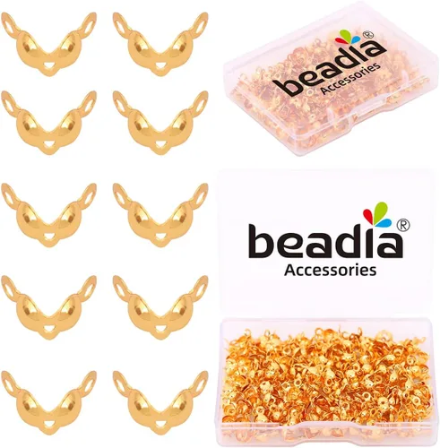 Miniatura 10 de BEADIA - Hebilla de línea de pesca cilíndrica chapada en oro de 14 quilates, tapas de extremo de 3.2 mm, 30 piezas para hacer joyas