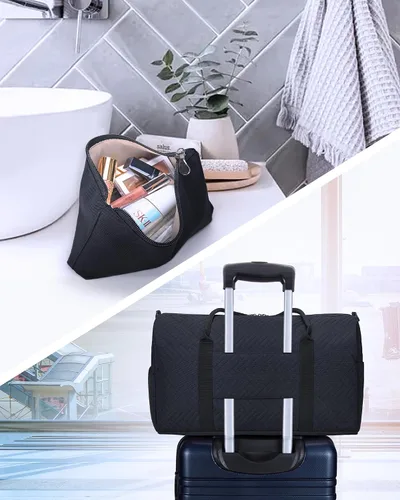 Miniatura 3 de BAGSMART - Bolsa de viaje grande de 40 litros, bolsa de mano para hombres y mujeres, con compartimento para zapatos, color negro, Negro- 1