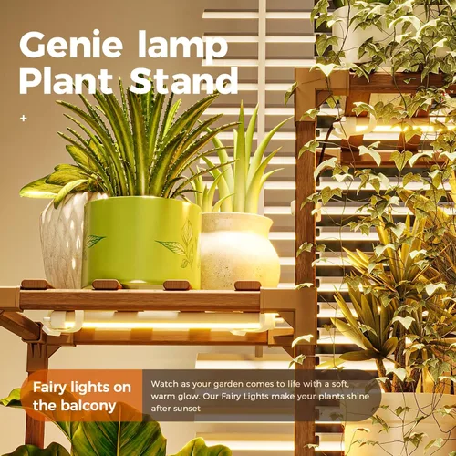 Miniatura 4 de Bamworld Soporte para Plantas con Luz de Cultivo para Plantas de Interior Rincón de Crecimiento Estante para Plantas con Luces de Cultivo