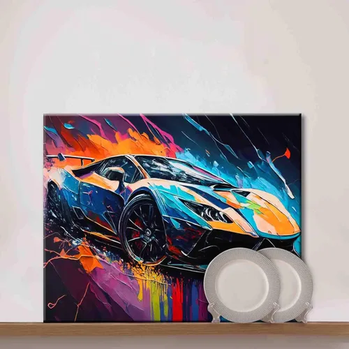 Miniatura 3 de Pintura por números, auto de carreras, kit de pintura al óleo de lienzo colorido para niños y adultos, pintura de dibujo de 16 x 20 pulgadas