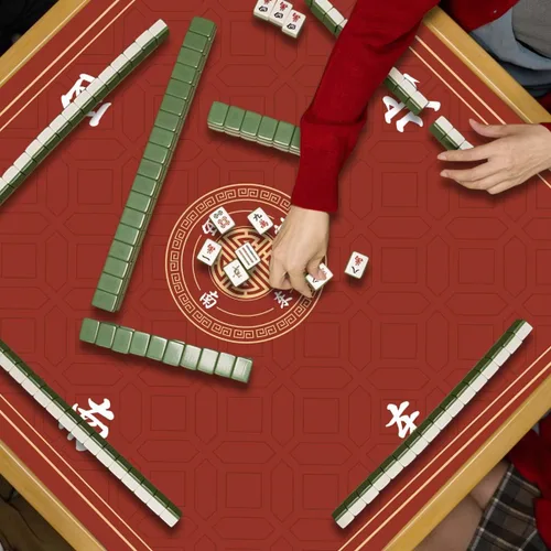 Miniatura 2 de Tapete Mahjong, tapete de juego antideslizante que reduce el ruido, tapete de mesa Mahjong de 31.5 pulgadas, tapete Mahjong con bolsa de tela y Rojo