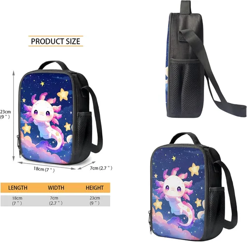 Miniatura 28 de HUGS IDEA Juego de 3 bolsas escolares con aislamiento térmico para el almuerzo, estuche para lápices