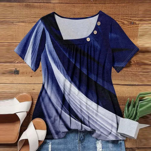 Miniatura 4 de Camisetas de manga corta con cuello cuadrado para mujer, blusas de trabajo informales de verano, tallas S-3XL