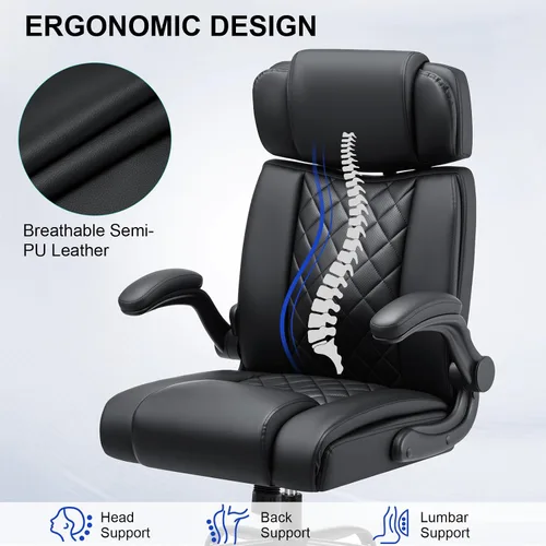 Miniatura 5 de VANSPACE Silla de oficina ejecutiva con soporte lumbar ajustable y reposacabezas Silla ergonómica de computadora de 440 libras, cómoda silla