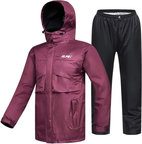 Miniatura 10 de ILM traje de lluvia para motocicleta, impermeable, 6 bolsillos, 2 piezas, chaqueta y pantalones, para hombre Verde del ejército-hombres