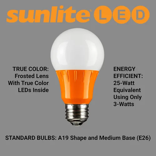 Miniatura 7 de Sunlite 40452 - Foco de luz LED de color A19, 3 W (equivalente a 25 W), base mediana E26, no regulable, certificación UL, decoración de fiestas